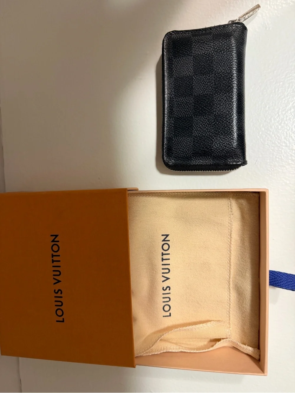 Louis Vuitton Damier Graphite Zippy Coin Purse Black Gray Wallet with Box